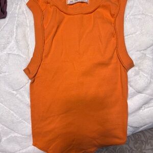 Free people Orange Ribbed Tank Top